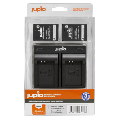 Jupio Value Pack: 2x Batteria LP-E12 + USB caricatore doppio